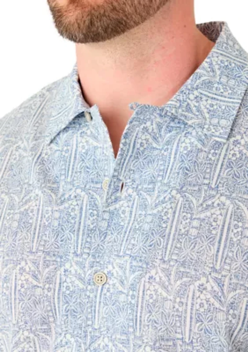 Big & Tall Short Sleeve Lux Saltwater Dunes Tropical Print Shirt