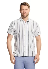 Short Sleeve Woven Saltwater Dunes Texture Stripe Shirt