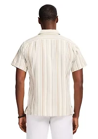 Short Sleeve Woven Saltwater Dunes Texture Stripe Shirt