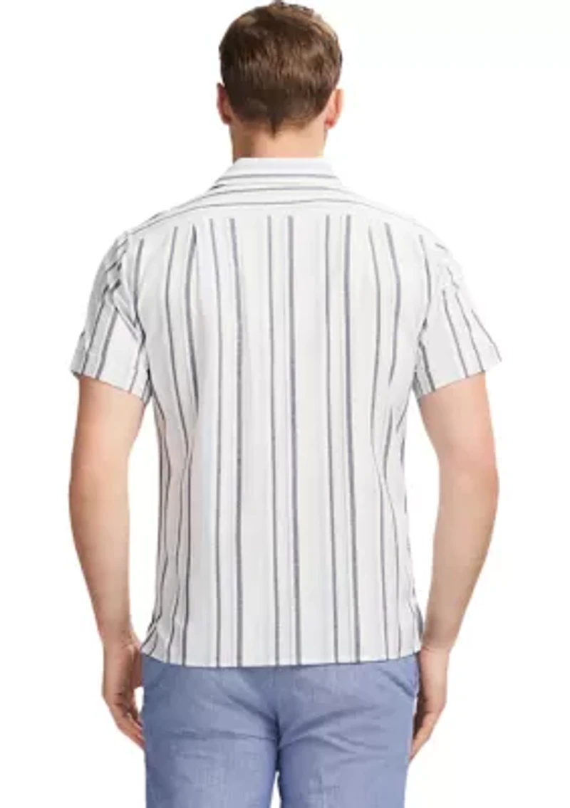 Short Sleeve Woven Saltwater Dunes Texture Stripe Shirt