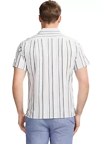 Short Sleeve Woven Saltwater Dunes Texture Stripe Shirt