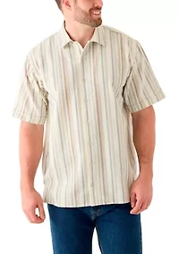 Big & Tall Short Sleeve Lux Saltwater Dunes Multi Vertical Stripe Shirt