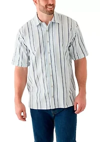 Big & Tall Short Sleeve Lux Saltwater Dunes Multi Vertical Stripe Shirt