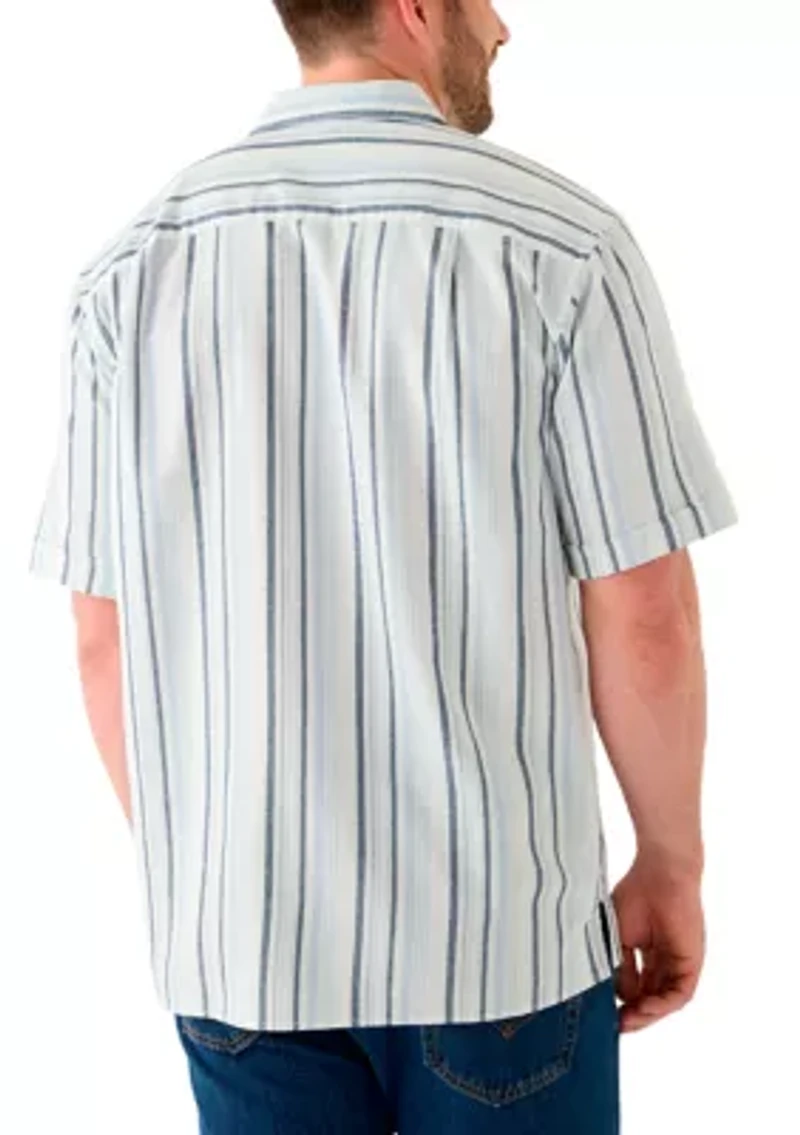 Big & Tall Short Sleeve Lux Saltwater Dunes Multi Vertical Stripe Shirt