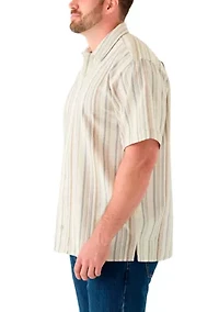 Big & Tall Short Sleeve Lux Saltwater Dunes Multi Vertical Stripe Shirt