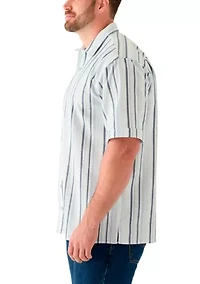 Big & Tall Short Sleeve Lux Saltwater Dunes Multi Vertical Stripe Shirt