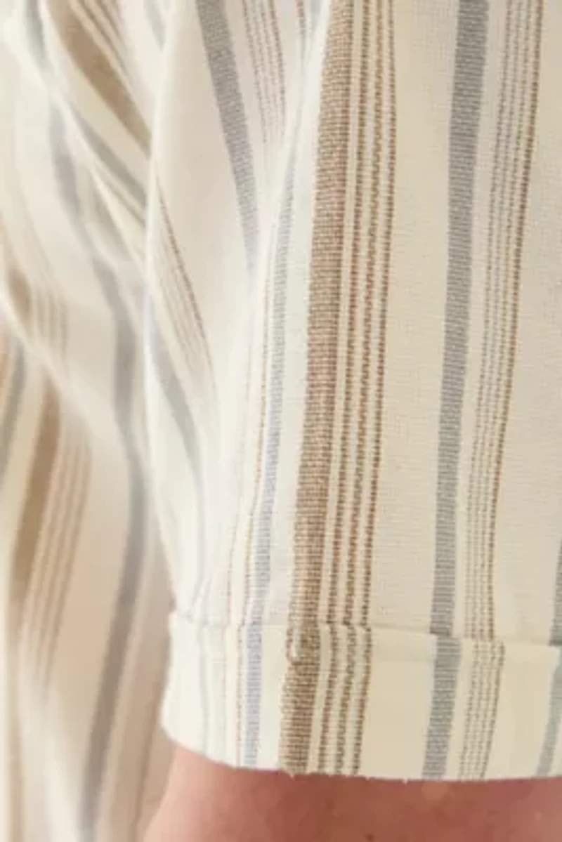 Big & Tall Short Sleeve Lux Saltwater Dunes Multi Vertical Stripe Shirt