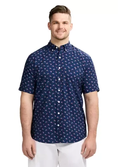Big & Tall Short Sleeve Breeze Marlin Print Shirt