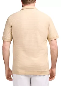 Big & Tall Short Sleeve Saltwater Dune Knit Texture Polo Shirt