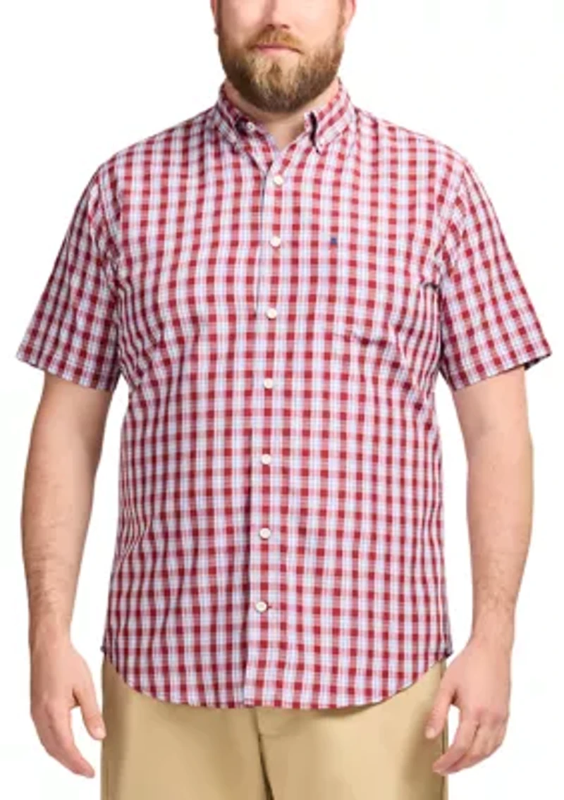 Big & Tall Short Sleeve Breeze Woven Plaid Shirt