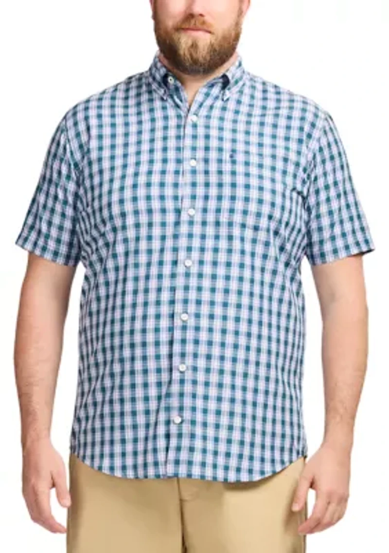 Big & Tall Short Sleeve Breeze Woven Plaid Shirt