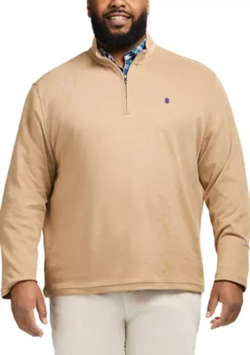 Big & Tall Long Sleeve Feeder Stripe 1/4 Zip Pullover