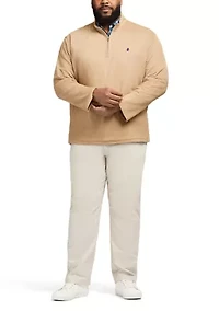 Big & Tall Long Sleeve Feeder Stripe 1/4 Zip Pullover