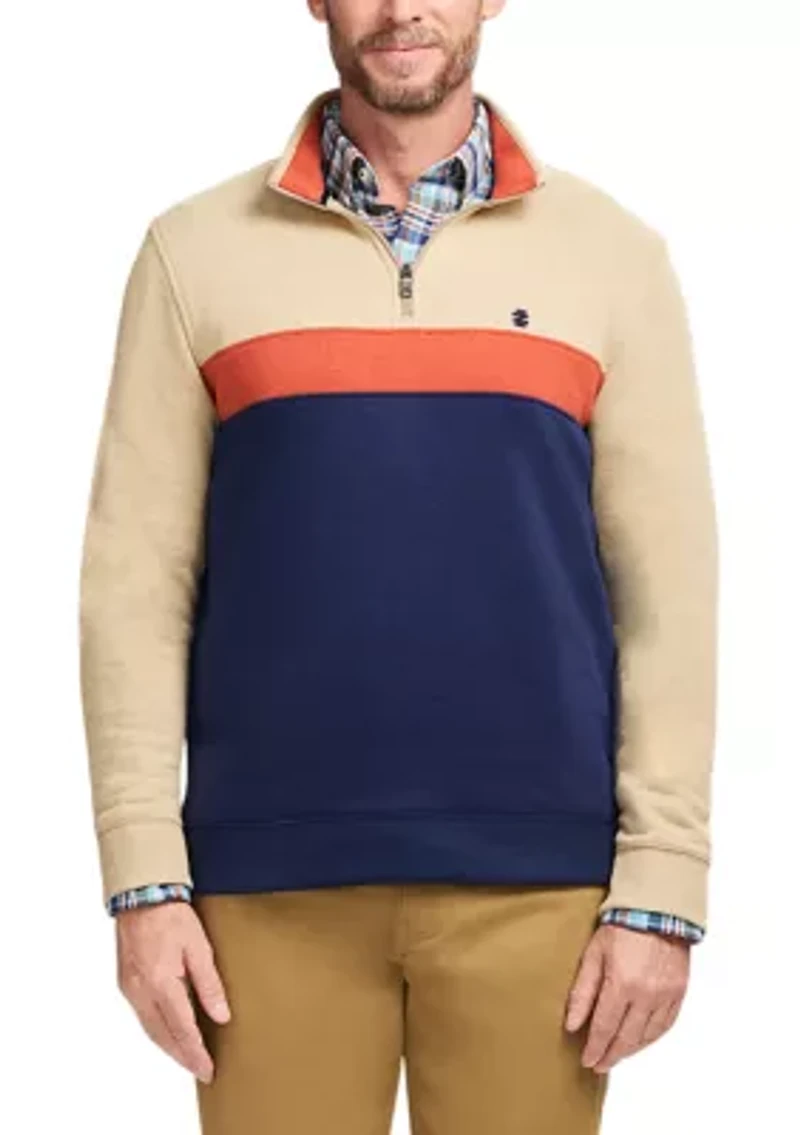 1/4 Zip Striped Fleece Sweatshirt