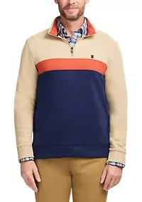 1/4 Zip Striped Fleece Sweatshirt
