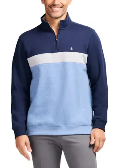 1/4 Zip Striped Fleece Sweatshirt