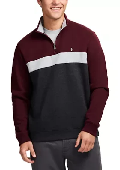 1/4 Zip Striped Fleece Sweatshirt