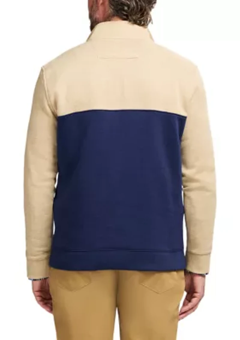 1/4 Zip Striped Fleece Sweatshirt