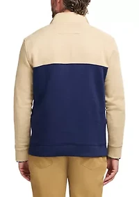 1/4 Zip Striped Fleece Sweatshirt