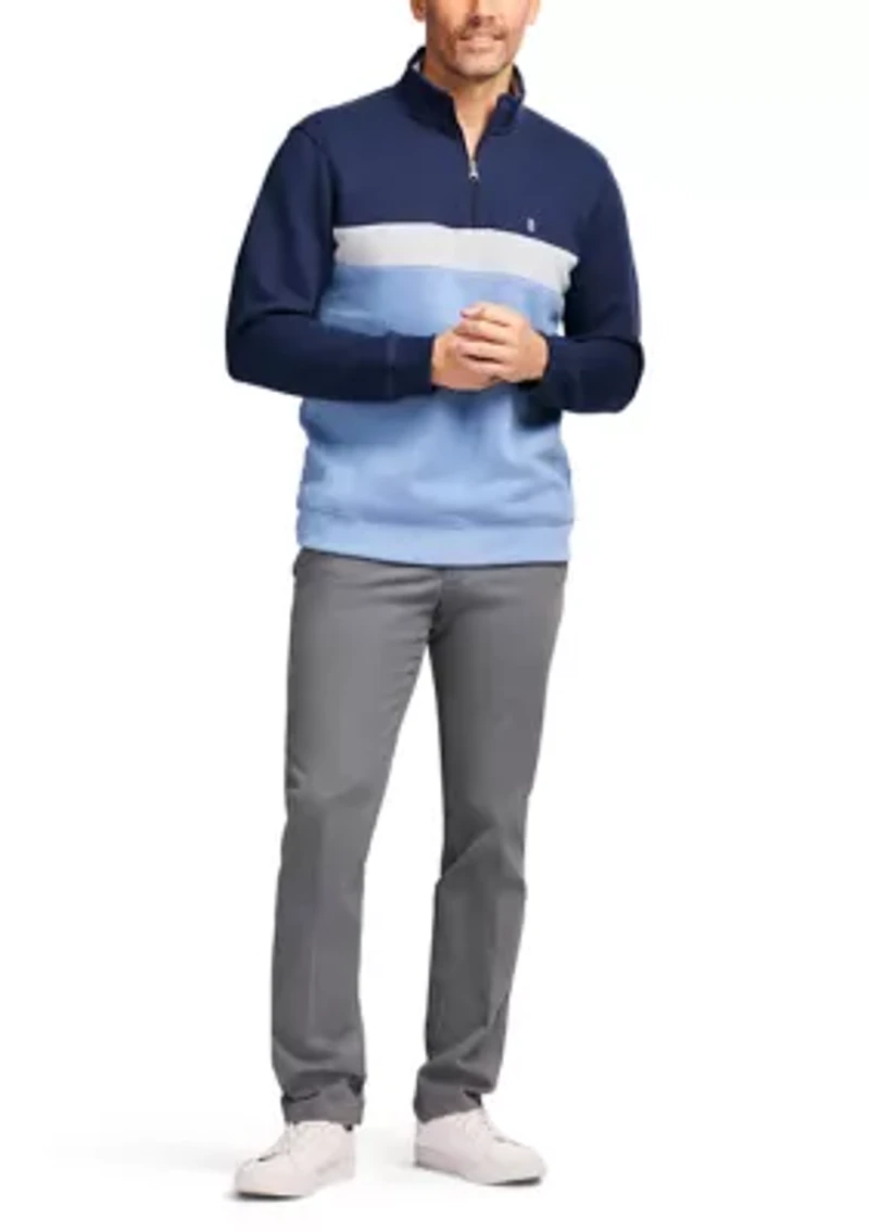 1/4 Zip Striped Fleece Sweatshirt