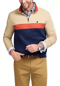 1/4 Zip Striped Fleece Sweatshirt