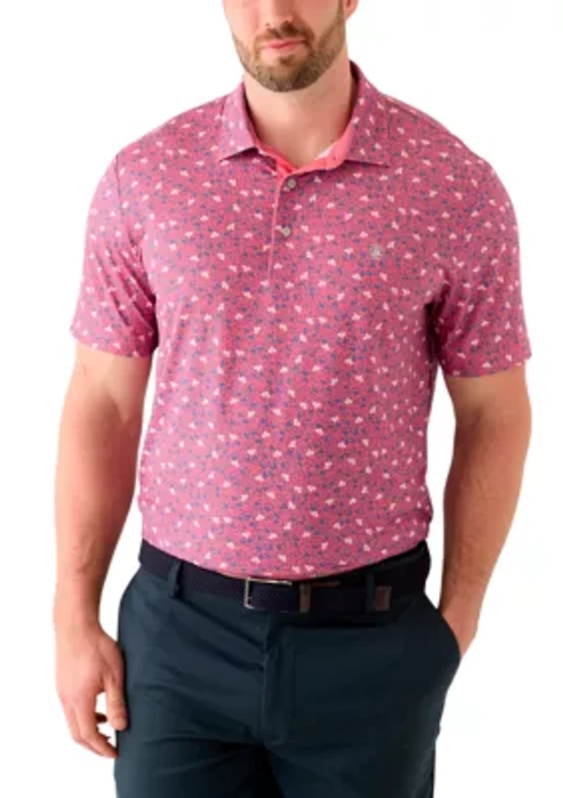 Big & Tall Short Sleeve Swingflex Floral Print Polo Shirt