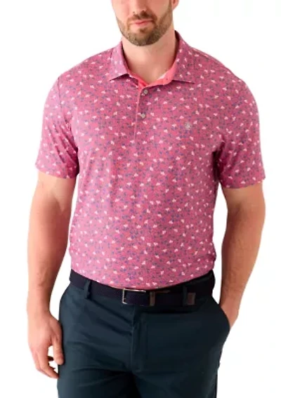 Big & Tall Short Sleeve Swingflex Floral Print Polo Shirt