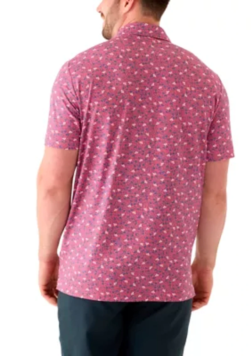 Big & Tall Short Sleeve Swingflex Floral Print Polo Shirt