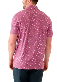 Big & Tall Short Sleeve Swingflex Floral Print Polo Shirt