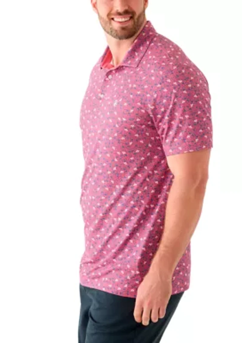 Big & Tall Short Sleeve Swingflex Floral Print Polo Shirt
