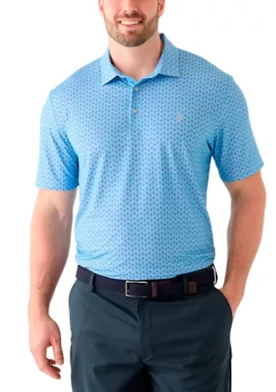 Big & Tall Short Sleeve Swingflex Flamingo Print Polo Shirt