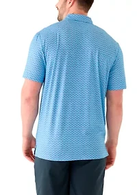 Big & Tall Short Sleeve Swingflex Flamingo Print Polo Shirt