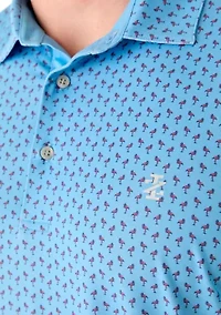Big & Tall Short Sleeve Swingflex Flamingo Print Polo Shirt