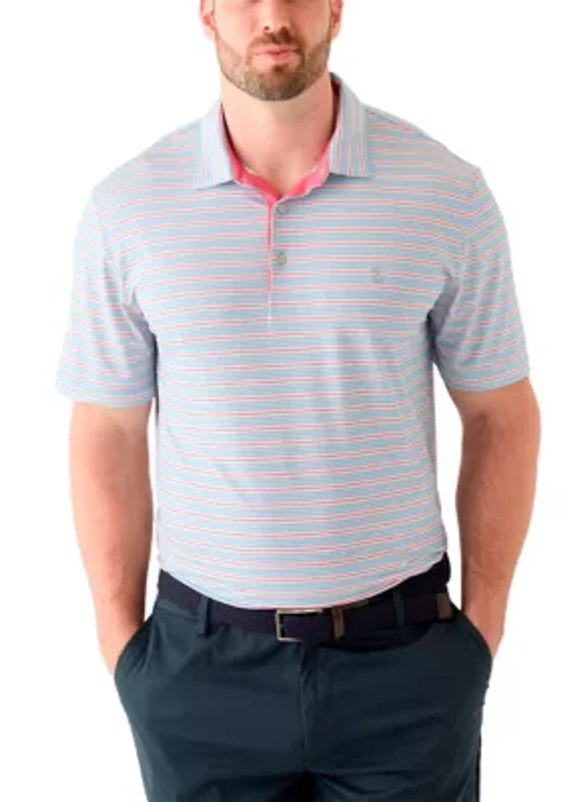 Big & Tall Short Sleeve Swingflex Multi Stripe Polo Shirt