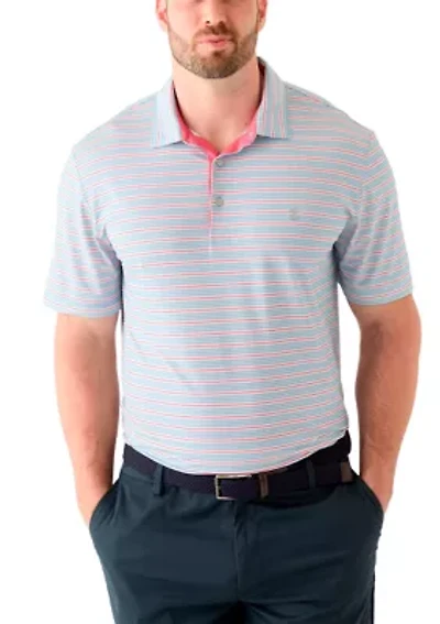 Big & Tall Short Sleeve Swingflex Multi Stripe Polo Shirt