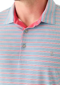 Big & Tall Short Sleeve Swingflex Multi Stripe Polo Shirt