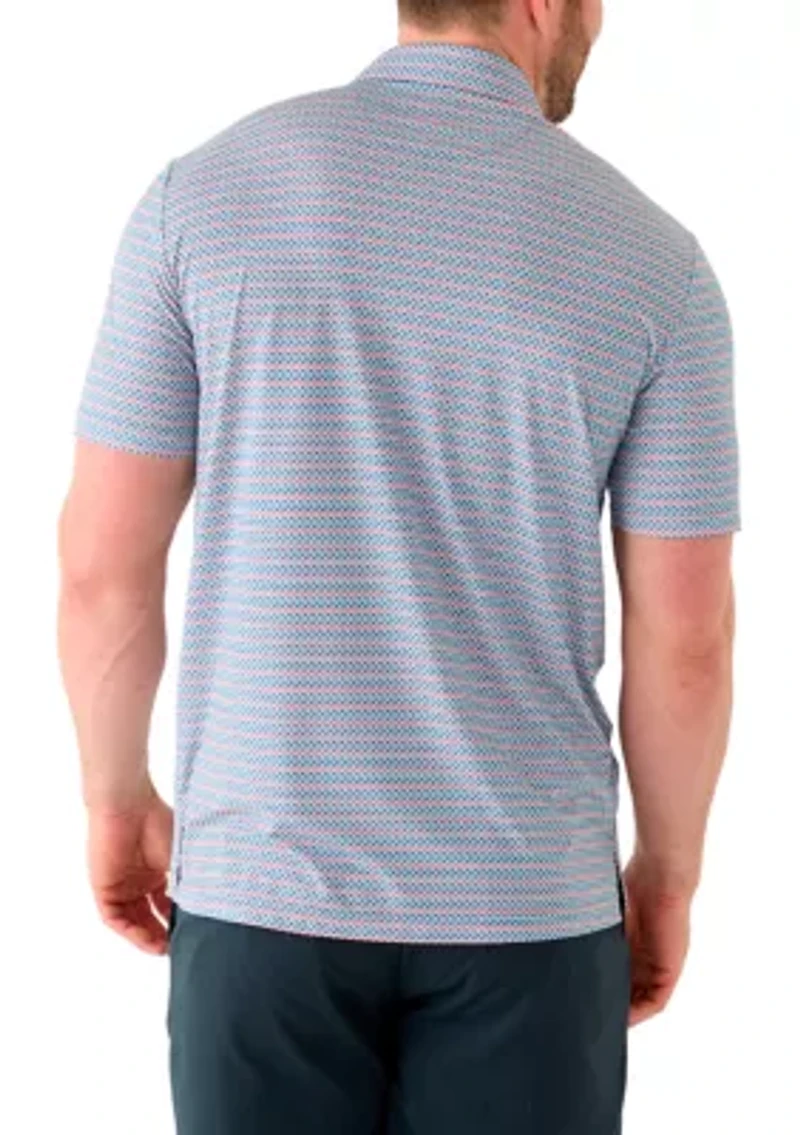 Big & Tall Short Sleeve Swingflex Fish Print Polo Shirt