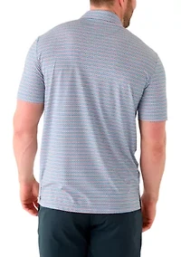 Big & Tall Short Sleeve Swingflex Fish Print Polo Shirt