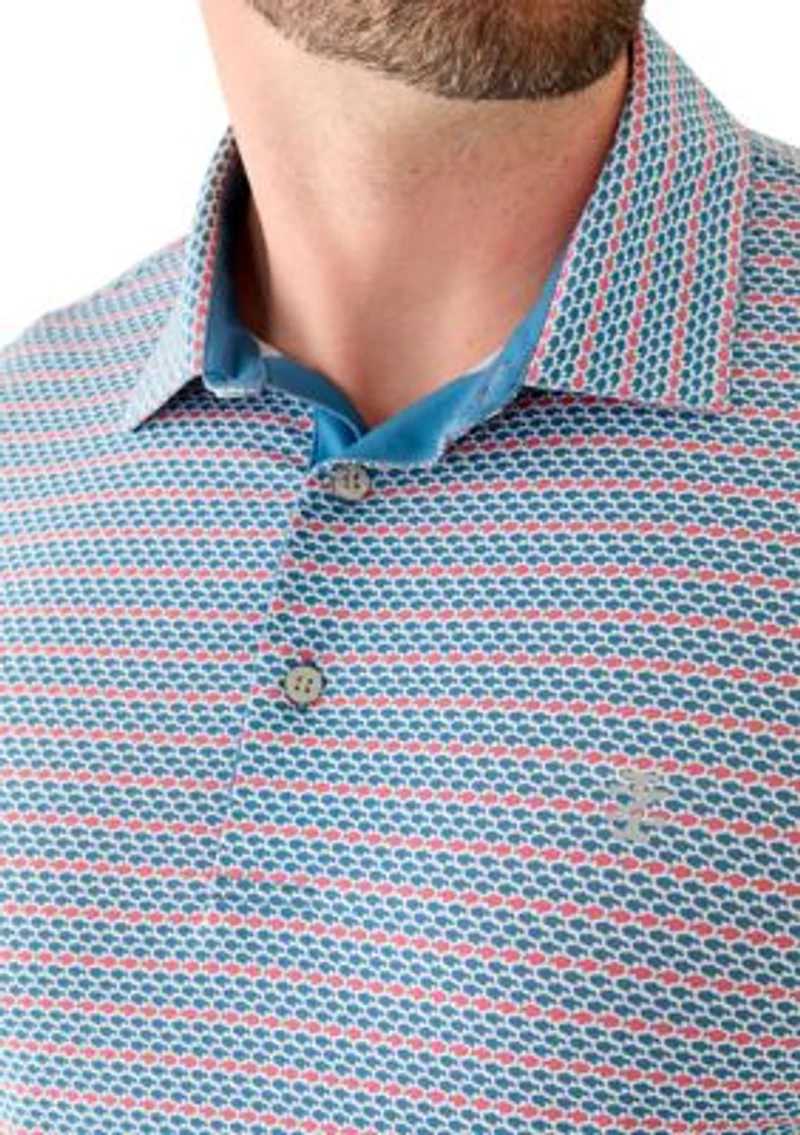 Big & Tall Short Sleeve Swingflex Fish Print Polo Shirt