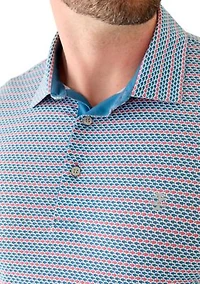 Big & Tall Short Sleeve Swingflex Fish Print Polo Shirt