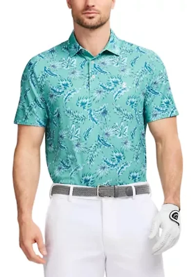 Blue Agave Print Knit Golf Polo Shirt