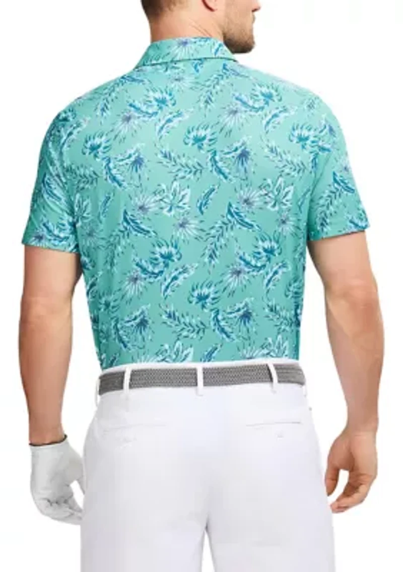 Blue Agave Print Knit Golf Polo Shirt