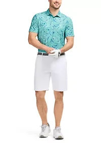 Blue Agave Print Knit Golf Polo Shirt