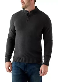 Big & Tall Marled Button Mock Neck Sweater