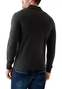 Big & Tall Marled Button Mock Neck Sweater