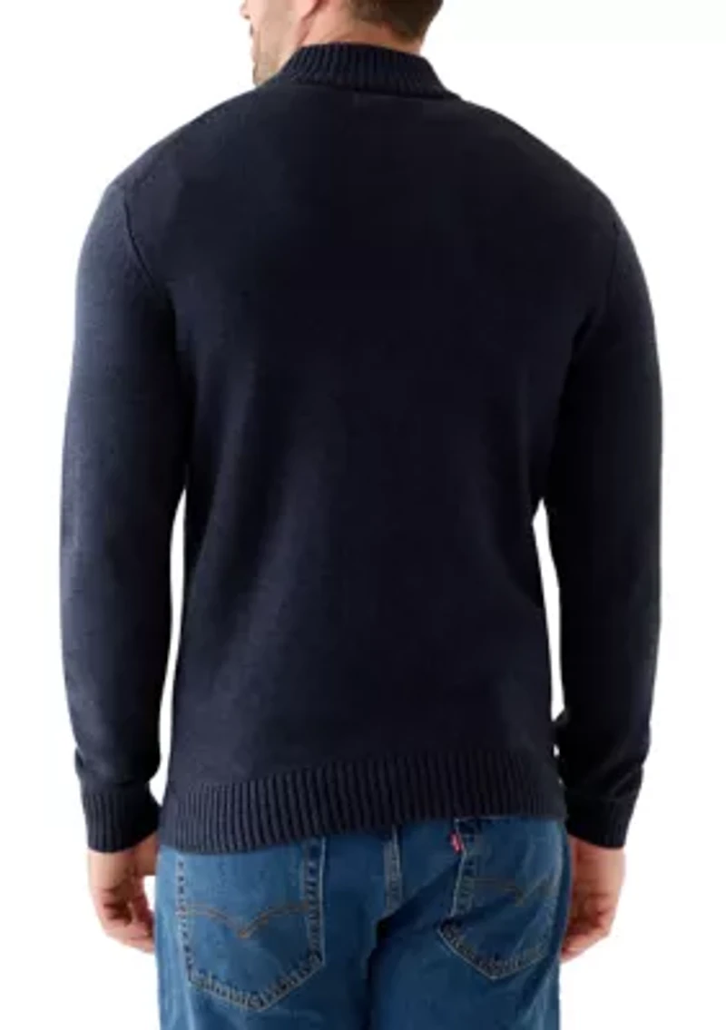 Big & Tall Marled Button Mock Neck Sweater