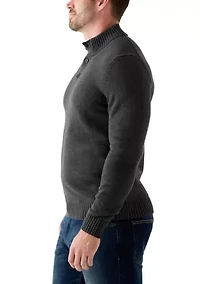 Big & Tall Marled Button Mock Neck Sweater