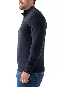 Big & Tall Marled Button Mock Neck Sweater