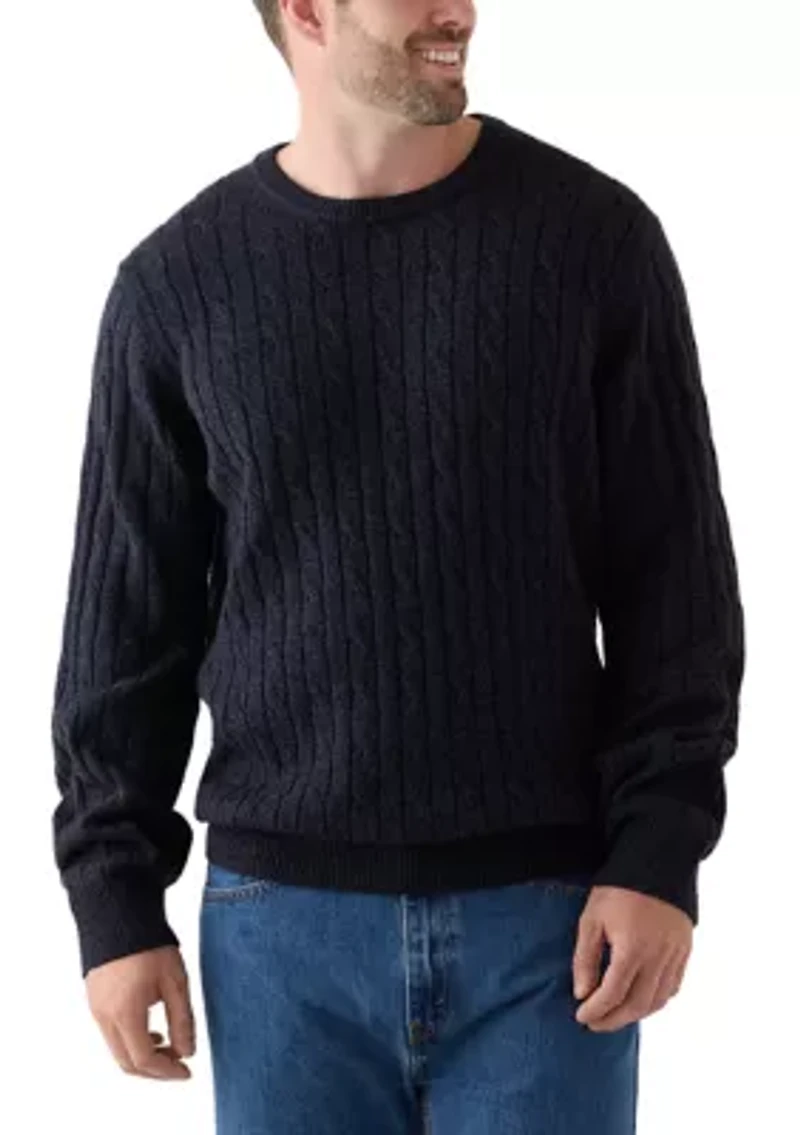 Big & Tall Cable Knit Solid Crew Neck Sweater