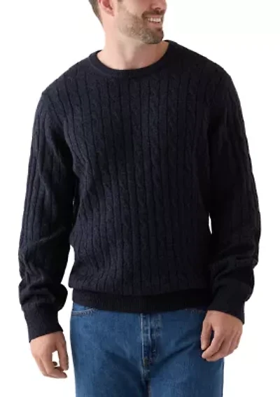 Big & Tall Cable Knit Solid Crew Neck Sweater